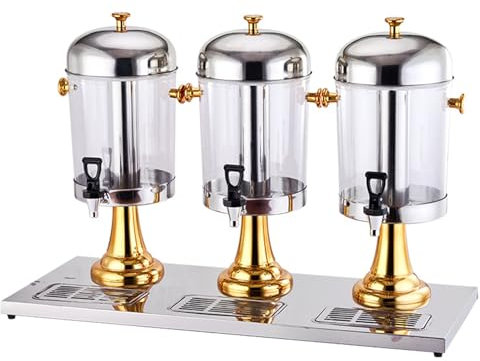 Dispensador de bebidas de polietileno transparente de acero inoxidable con grifo y recipiente para hielo, dispensador de jugo comercial para bebidas frías y calientes, cócteles, agua, refrescos fríos,