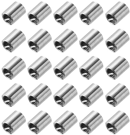 QUARKZMAN 50 Stück Gewindeeinsätze M5 x 0,8 2D (10mm) Metrisch Draht Gewinde Reparatur Einsatz 304 Edelstahl Gewindereparaturset Schraubengewindehülse Hülse für Mechanische Ausrüstung