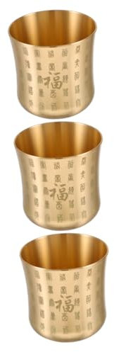 TOPBATHY 3 Pz ornamenti per in ottone tazzine caffe tazze caffe Tazza da vino retrò Tazza da vino antica coffee cup tazza da tè antico arredamento della sala da tè rame Golden