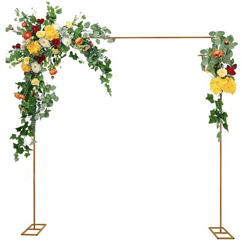 Arche de jardin florale réglable en métal doré 2 m carré avec support de base sauf décorations
