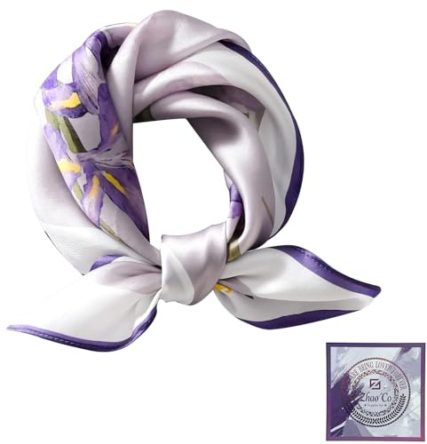 ZhaoCo 100 % naturlig mullbärssilke, 53 x 53 cm sidenscarf grafiskt tryck liten mjuk kvadratisk sidenhalsduk för kvinnor, Ss53-046, 53*53cm