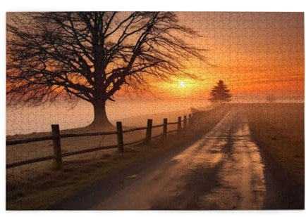 Puzzle 3000 Teile, Puzzle Erwachsene, Holzpuzzle Baum Impossible Jigsaw, Clevere Rätsel, HD Farbe Jigsaw mit Geschenkbox Verpackung for Room Decor, Geschenke für Frauen Sonnenuntergang 122x81cm p-1546