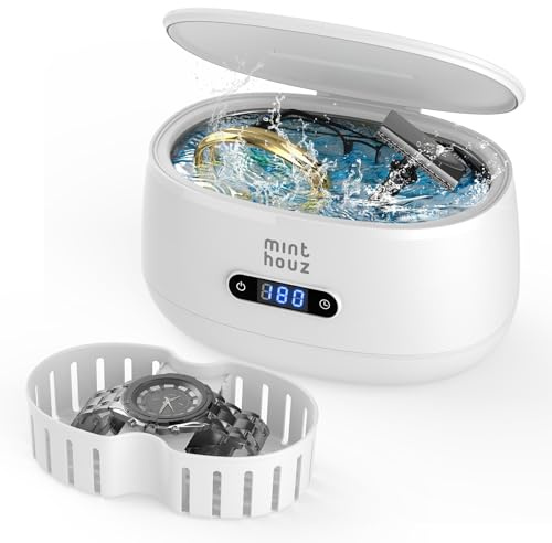 Minthouz Ultrasonic Cleaner 600ml – Sonic Jewellery Cleaner Machine with 5 Timer Settings, Quiet Operation – Ultra Sonic Cleaner for Rings, Watches, Retainer, Glasses and More