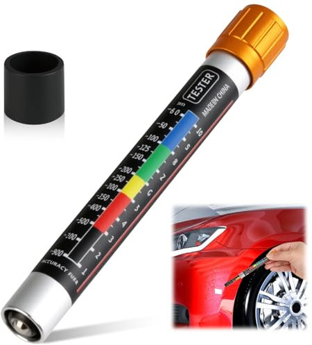 Magnetic Car Paint Thickness Gauge, Battery-Free Coating Tester with Micron-Level Color Scale, Aluminium and Plastic Body for Used Car Inspection, Waterproof and Portable for Outdoor Use