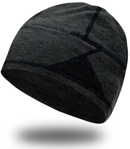 Shecret Leichte Beanie-Mütze, Atmungsaktiv & Wärmend, Dehnbar & Helmtauglich, Für Laufen, Radfahren & Outdoor-Sport, Unisex Skull Cap für Damen und Herren Graphitgrau