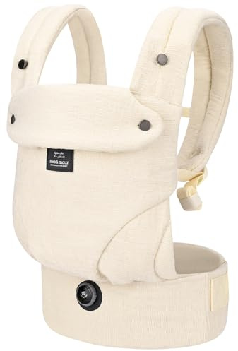Bebamour Baby Carrier for 3,6-14,9KG Ergonomic, Comfort, Cotton, Front and Back Carrier, Beige
