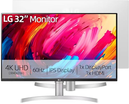 LG 32 4K UHD Monitor, 60Hz IPS HDR 10, AMD FreeSync, 99% sRGB, 100 x 100 mm VESA, Tilt/Height Adjustable Stand, 1 x DisplayPort, 2 x HDMI, Black