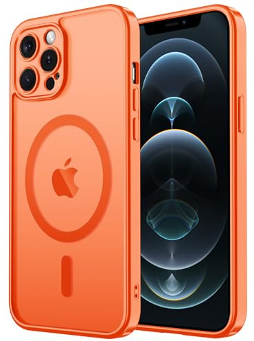 GOVTAN for iPhone 12 Pro Case[Compatible with MagSafe][Camera Protection][Military Grade Drop Protection] Slim Translucent Matte Frosted Phone Cover,Orange