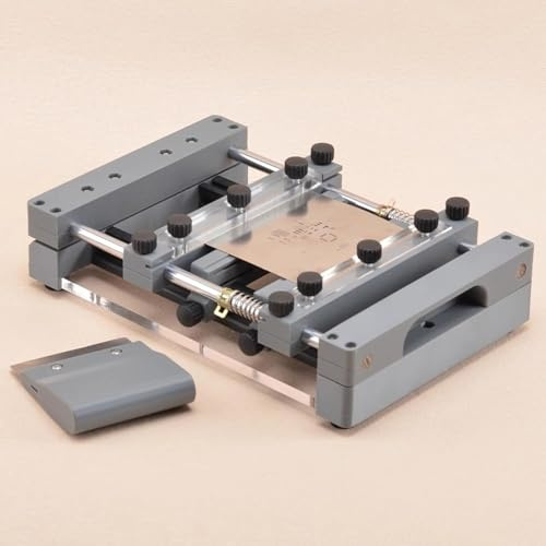 PCB Stencil Printer - Manual SMT Steel Mesh Screen Printing Station with Steel Plate Function for Solder Paste Application, 80mm Width Scraper Included