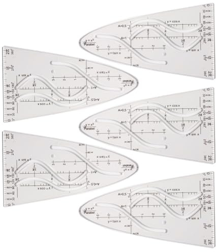 Gabarit parabolique pour mathématiques, règle de cosinus pour enseignants, étudiants, règle de parabole pour fonctions mathématiques, pochoirs de courbes mathématiques
