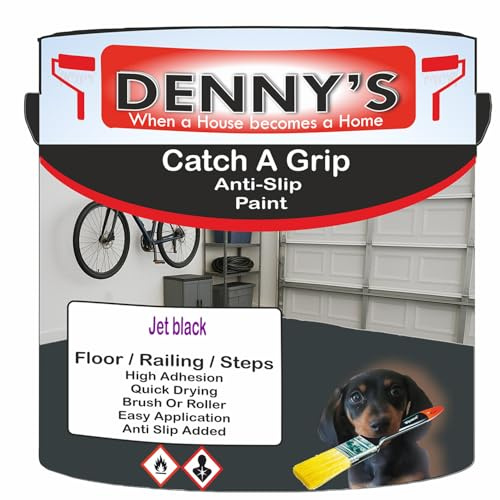SCOOBYS PAINTS BACK IN THE MIX Catch A Grip Anti Slip Floor Paint – Non Slip Coating for Steps, Railings & Garages – 170 Colours, High Adhesion, Quick Dry, Multiple Sizes (Jet black, 250ml Tin)