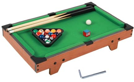 QUXVUIS Mini Billiards Table Set Fun Family Game Includes Triangle Rack Balls Cue Sticks Educational Interactive Play Mini Pool Table Set Billiards Game Small