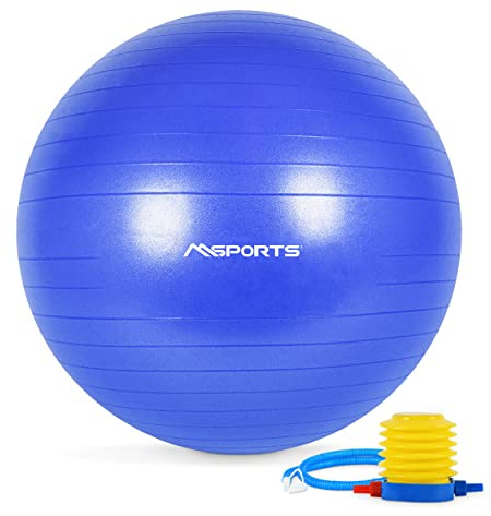 MSPORTS Gymnastikball Premium | Pilates Ball - Anti Burst inkl. Pumpe + Workout App + Übungsposter | Pezziball 55 cm - 105 cm Medizinball - Fitnessball Sitzball