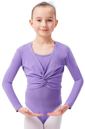 tanzmuster ® Ballettjacke Mädchen Langarm - Mia - aus wunderbar weichem Baumwollstoff - Top zum Reinschlüpfen fürs Kinder Ballett