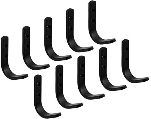 Gedotec Kleiderhaken | CORA klein | Haken 65 x 18 mm | 10 Stück | Garderobenhaken schwarz matt | Mantelhaken Stahl | Moderner Wandhaken Stahl massiv inkl. Befestigungsmaterial | Design Aufhängehaken