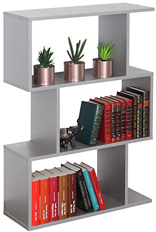 RICOO Standregal 3 Regalböden WM072-PL Raumteiler Regal schmal grau 97×70×25 cm Bücherregal Holzregal Wand Würfelregal Büroregal klein Regale & Ablagen Bookshelf Wandregal Holz
