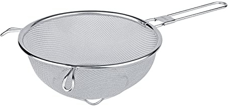 Tradineur - Colador de acero inoxidable de malla con patas, de 22 cm de diámetro y 10 cm de alto. Escurridor para realizar labores de cocina. Malla de inox para escurrir alimentos.