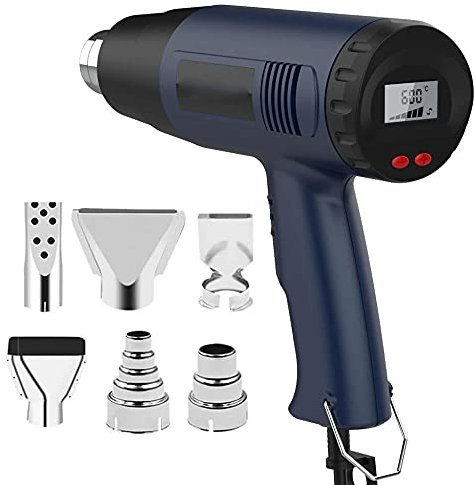 Pistola de Aire Caliente con Pantalla LCD 1800W Decapadora Avanzada Temperatura Ajustable, 7 Boquillas,Pistola de Aire Caliente Profesional Para Quitar Pintura, para Bricolaje en Relieve