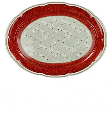 Brandani 52377 Vassoio Connubio Porcellana, 40x30 cm, Colore Rosso