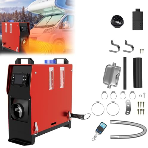 LARS360 12V Standheizung Diesel Auto Kraftstoff, 5KW Diesel Lufterhitzer, Luft Dieselheizung, Air Diesel Heizung mit LCD-Schalter, Air Standheizung für Auto RV Boote LKW Wohnmobil Bus (Rot&Schwarz)