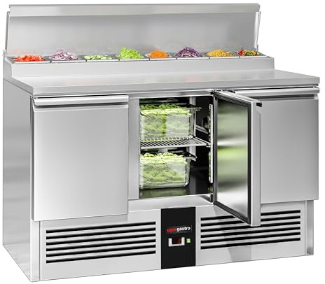 GGM Gastro | SAG147AND | Zubereitungstisch Mini PREMIUM - 1368mm - 3 Türen - für 8x GN 1/6