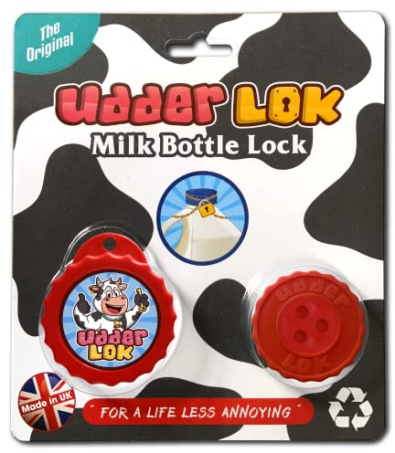 UdderLok - The Original Milk Bottle Lock - Red Circles - Stop People Pinching Your Milk!