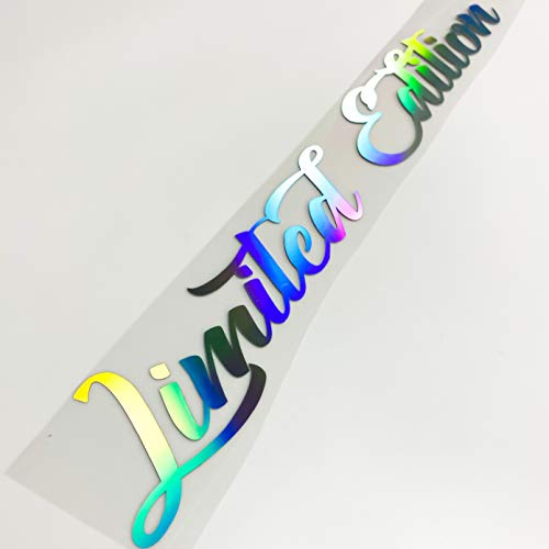 Auto Aufkleber Limited Edition Frontscheibenaufkleber in extrem auffälligen Hologramm Oilslick Folien perfekt auch für Heckscheibe oder Karosserie (429 Limited Edition 55cm, Holo Oilslick Silber)