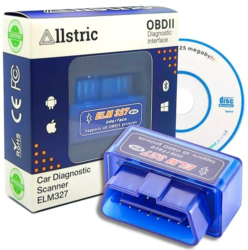 Allstric® Obd2 Auto Diagnostica. ELM 327 Lettore e Strumento di Analisi e Diagnostica. Obd2 Bluetooth. OBD Originale per Scansione. Obd2 Macchina Diagnosi Auto di Guasto ed Errori. OBD2 e CD
