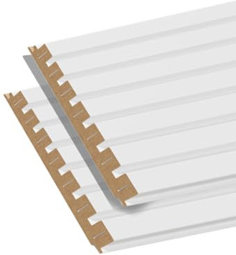 FORESTEA Lot de 2 Demi-Panneaux Mural décoratif lamelles MDF Blanc (à Peindre) 1250 x 287 x 20 mm-0,72 M2 PEFC 70%