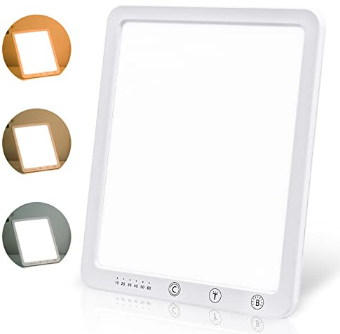SAD Therapy Lamp, Slim Light Box for Effective SAD Light Therapy, 10,000 Lux Daylight Therapy Lights with Timer, UV-free & Full Spectrum, White