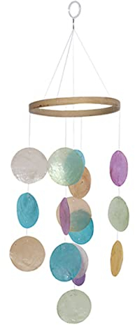Gogogmee Bunte Muschel-Windspiele Trendige Heimdekoration Windspiele Für Draußen Buntes Meeresglas-Muschel Farbiges Capiz-Windspiel -Wandbehänge Innen-Windspiel