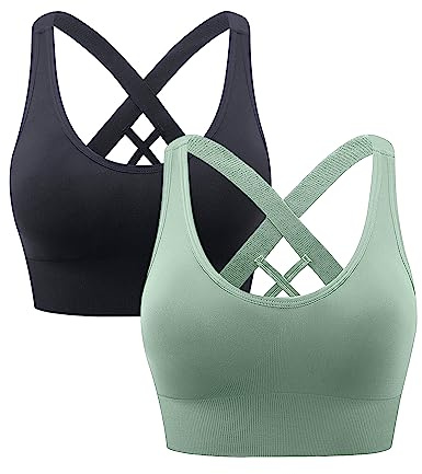 Heersan Damen Sport BH Starker Halt, Push-up Yoga BHS, ohne Bügel Sport Bra | Nahtloser Sport-Büstenhalter, Crossback Design, Abnehmbare Polster, Sport-BHs Ideal für Laufen, Joggen, Fitness