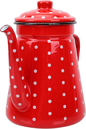 ENESEA Moka -Topf -Induktion, gravierter Kaffeekanne Herd Kaffeemaschine, emaillierte Kaffeetopf schmal