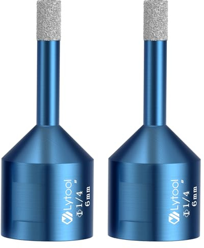 Diamantbohrer Lytool 2 tlg Fliesenbohrer 6 mm Set | zum Bohren von Fliesen, Feinsteinzeug, Glas, Naturstein, Marmor, Granit, für M14 Winkelschleifer