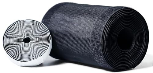 15,2 cm di larghezza x 25,4 cm di lunghezza, nero, con nastro adesivo, per qualsiasi superficie del pavimento, protezione per cavi di alimentazione, cavo coassiale, linea telefonica