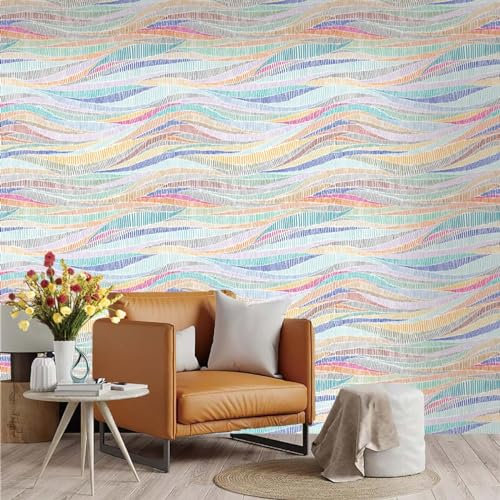 Selbstklebende Tapete Orange Ripple Green Strukturtapete Wandtattoo Schlafzimmer Tapete Selbstklebend Vliestapete Wallpaper for Living Room Tapeten Wandschutzfolie 45x600cm