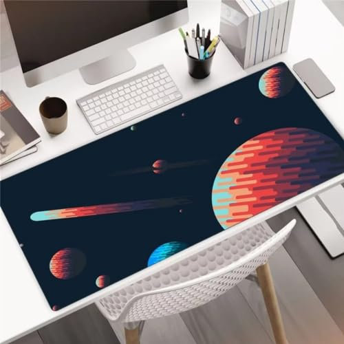 Mauspad XXL Mauspad Gaming 600x300x2mm, Mousepad XL mit Vernähte Kanten, rutschfeste Schreibtischunterlage Große für Verbessert Präzision (Abstraktes Universum)