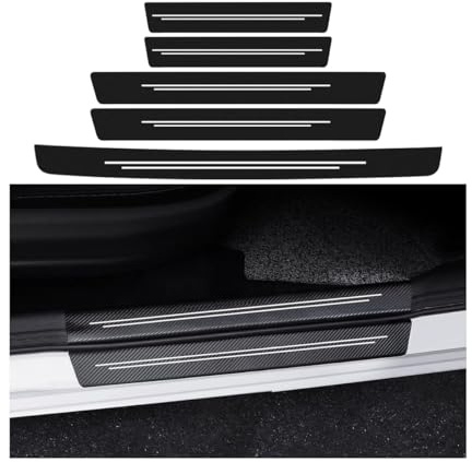 Adunsiaoto 5 Pièces Autocollants De Protection En Fibre De Carbone, Protection Seuil Porte Voiture, Carbone Fibre Film Protecteur Seuil Porte Voiture Accessoires Auto Universel(Blanc)