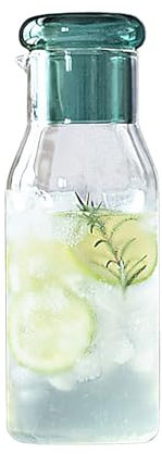 Wnvivi Juego de Jarra de Agua y Vidrio Junto a la Cama, Jarra de Agua de Vidrio de 820 Ml con Vaso, Jarra de Vidrio para Mesita de Noche con Taza para Dormitorio y Baño (B)