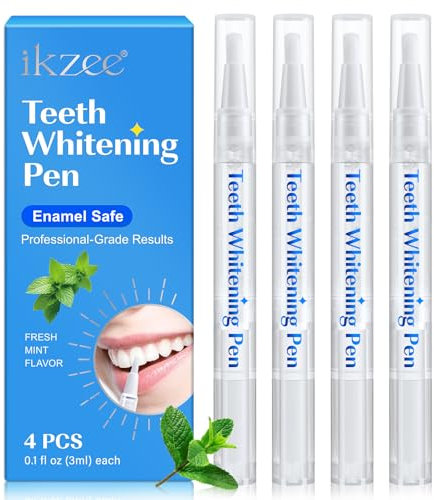 Penna sbiancante per denti (4 penne), gel essenza sbiancante per denti, smacchiatore istantaneo, oltre 40 usi, formula professionale, efficace, indolore, nessuna sensibilità, adatta ai viaggi, sapore