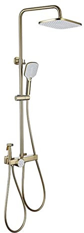 sjdoPulse Set Rubinetto Doccia Oro,Set Doccia A Pioggia A Parete con Doccetta,Beccuccio Vasca,Spruzzatore Bidet,Miscelatore Doccia Vasca, Doccia A 4 Funzioni