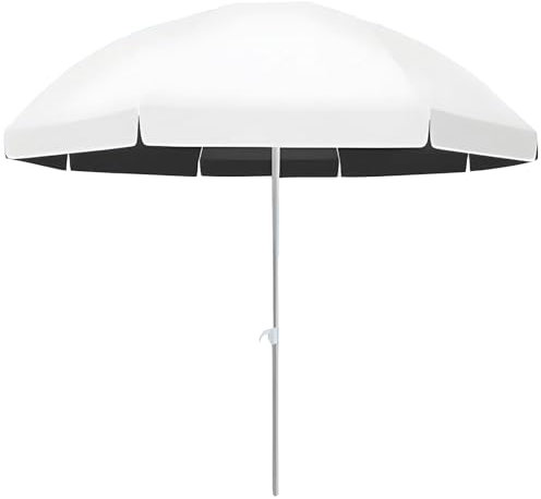 240cm/8 ft Sonnenschirm Strand mit UPF 50+ Schutz, 8 Rippen, Outdoor Marktschirm Tisch Schirm Terrassenschirm für Garten Hof Strand Balkon, Weiß