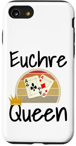 Coque pour iPhone SE (2020) / 7 / 8 Jeu de cartes humoristique Euchre Queen gagnant pour maman, mère, grand-mère