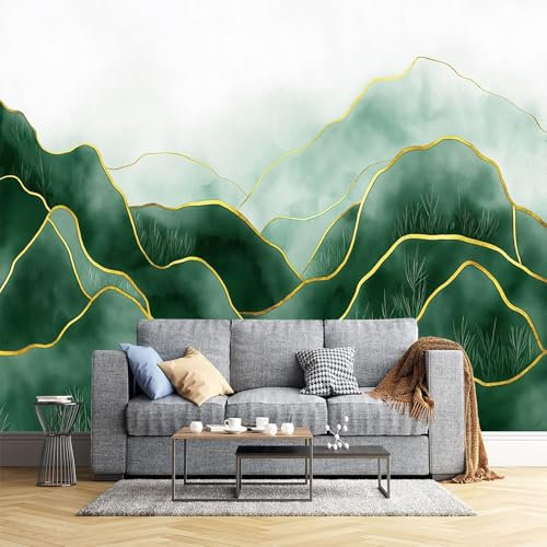 Geometrische Berge Fototapete - Tintenästhetik - Größe 260X175Cm (Breite X Höhe) Wandtapete Tapete, Wandbild Wandtattoo Dekoration - Tapete, Kinderzimmer, Kindertapete