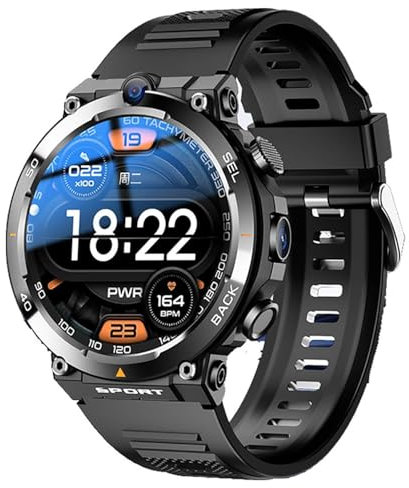 UKLULUAMZ Reloj inteligente para hombre, tarjeta SIM de 4 g, reloj inteligente con pantalla táctil de 1.38 pulgadas, con cámaras duales frontales/laterales, función NFC, posicionamiento GPS