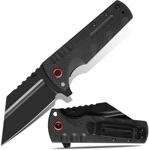 Generisch Großes Klappmesser mit Clip Pocket Knife D2-Stahlklinge G10-Griff mit manuellem Nusshalter Geeignet für den Alltag, Camping, Outdoor-Arbeit