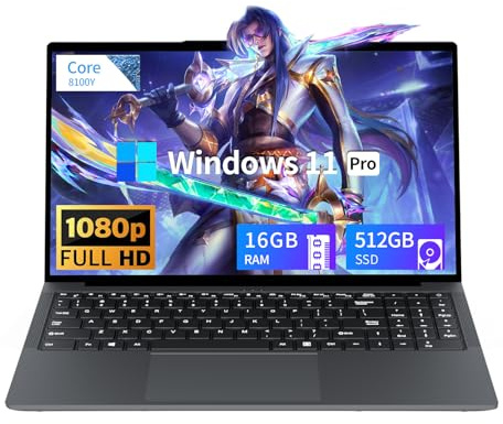 Tunhail 15.6 inch Laptop, Laptops with Core Processor (up to 3.40GHz), Gaming Laptop 16GB RAM 512GB ROM, FHD 1920 x 1080, Win 11 Pro Traditional Laptops Computers