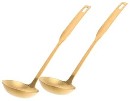 MAGICLULU 2 pièces Cuillère à Soupe Acier Inoxydable Louche Dorée Épaissie pour Soupe Hot Pot et Porridge Ustensiles de Cuisine Élégants et Fonctionnels