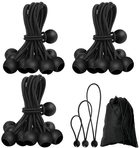 30 Stück Schwarze Planenspanner mit Kugel (10/15/20 cm), Robuste Gummispanner Zeltgummis zum Festzurren von Planen, Überdachungen, Campingzelten, Ladungshaltedrähten, Schläuchen und mehr