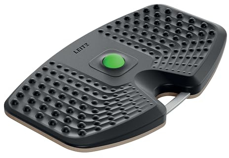 Leitz Ergo planche d’équilibre ergonomique pour bureau debout : Planche active anti-fatigue en mousse PU texturée, renforcement musculaire, balle de massage amovible, gris foncé
